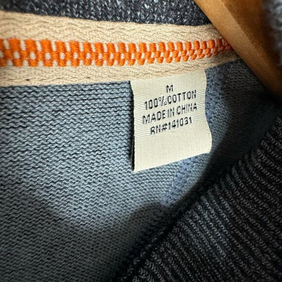 Carbon 2 Cobalt Raw Edge Henley Pullover Sweatshirt Long Sleeve Cotton Men's M - Picture 7 of 10